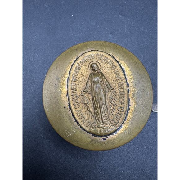 Vintage Catholic Aqua Blue Glass Rosary Silver Tone Crucifix w/ Gold Tone Case - Picture 9 of 11